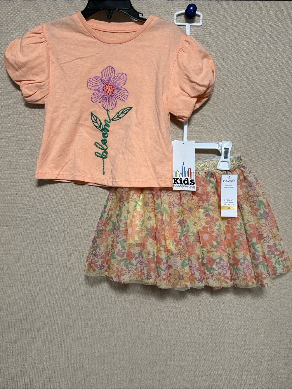 *NWT Kids Headquarters Toddler Girl's 2 Pc Skort Set 3T peach